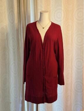 Torrid Red Long Cardigan Button Front Size 4
